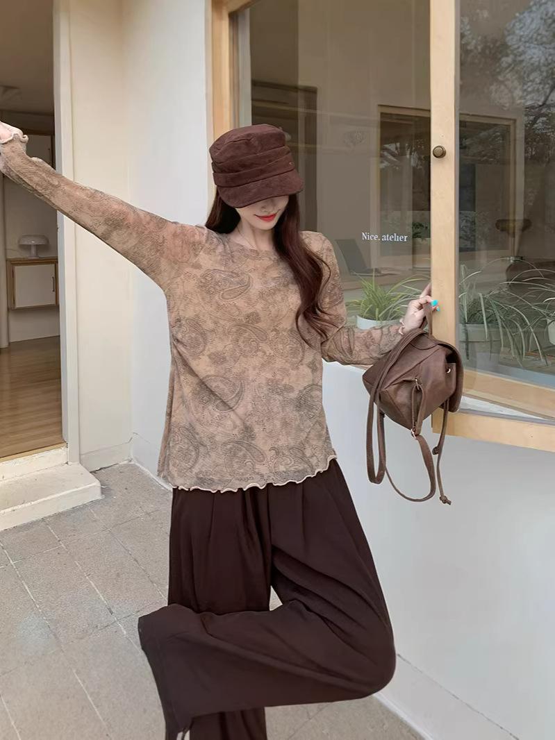 Plus Size Women s Long Sleeve Irregular Mesh T-shirt - Spring Collection XL