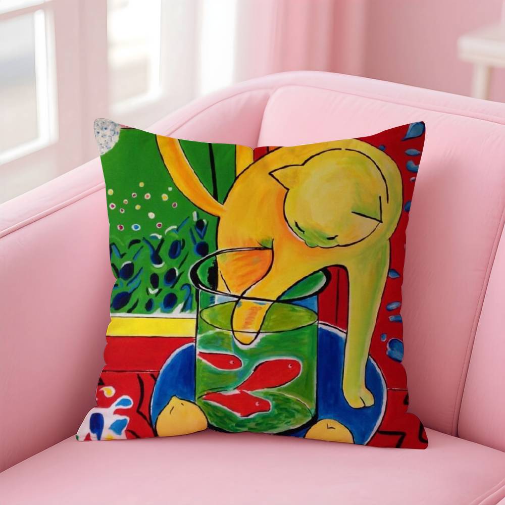 Fashion H-Henri M-Matisse Painting Pillow Case Anti-dustmite Pillow Invisible zipper silky short plush Sofa cushion cover