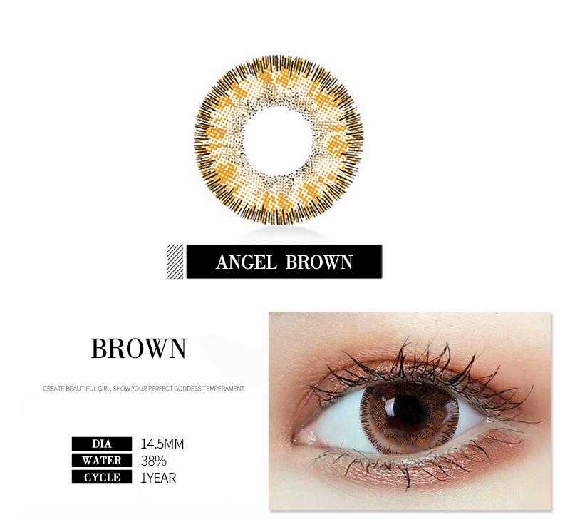 Очаровательный макияж глаз Красочные контактные линзы коричневый — фото 10