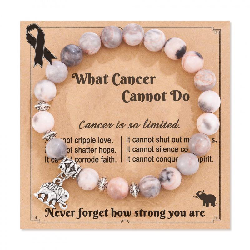 8mm Pink Zebra Stone Bead Bracelet with Gift Card: Perfect Holiday Friendship & Love Gift for Men & Women