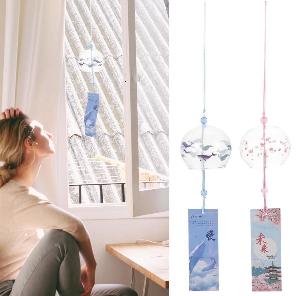Iplusmile Glass Wind Chime, Summer Decoration, Cute Whale Design, Edo Wind Chime, A Summer Feature, Cooling, For Indoor and Outdoor Use