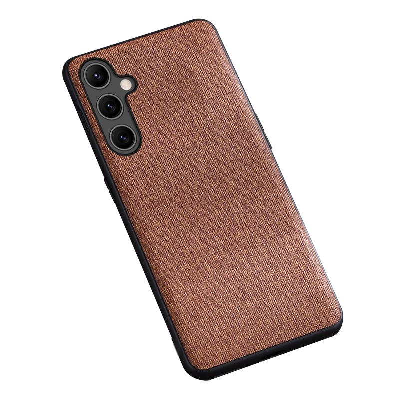 

For Samsung Galaxy S23 FE Case Drop-resistant Cloth+PC Protective Shell Brown