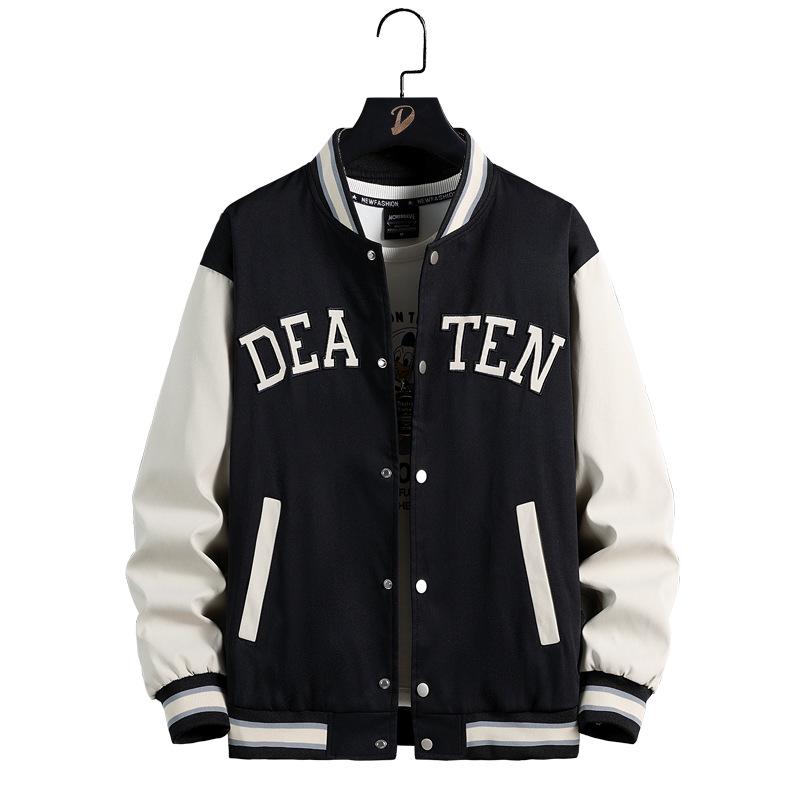 Übergröße Herren Dünne Bestickte Baseballjacke für Frühling & Herbst