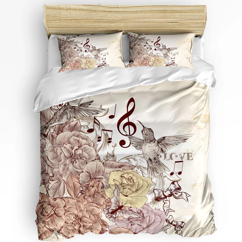 Oriole Peach Blossom Spring Bird Flower Duvet Cover Bed Bedding Set Home Quilt Cover Pillowcases Bedroom Bedding Set No Sheet