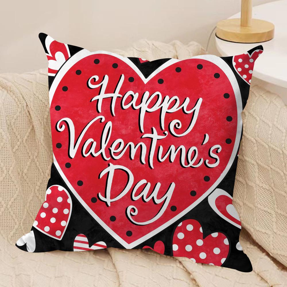 Valentines Day Heart Graffiti Cushion Cover Pillowcase Ultra Soft Skin Friendly Fabric Cloud Like Comfort  Concealed Zipper 30x30 cm
