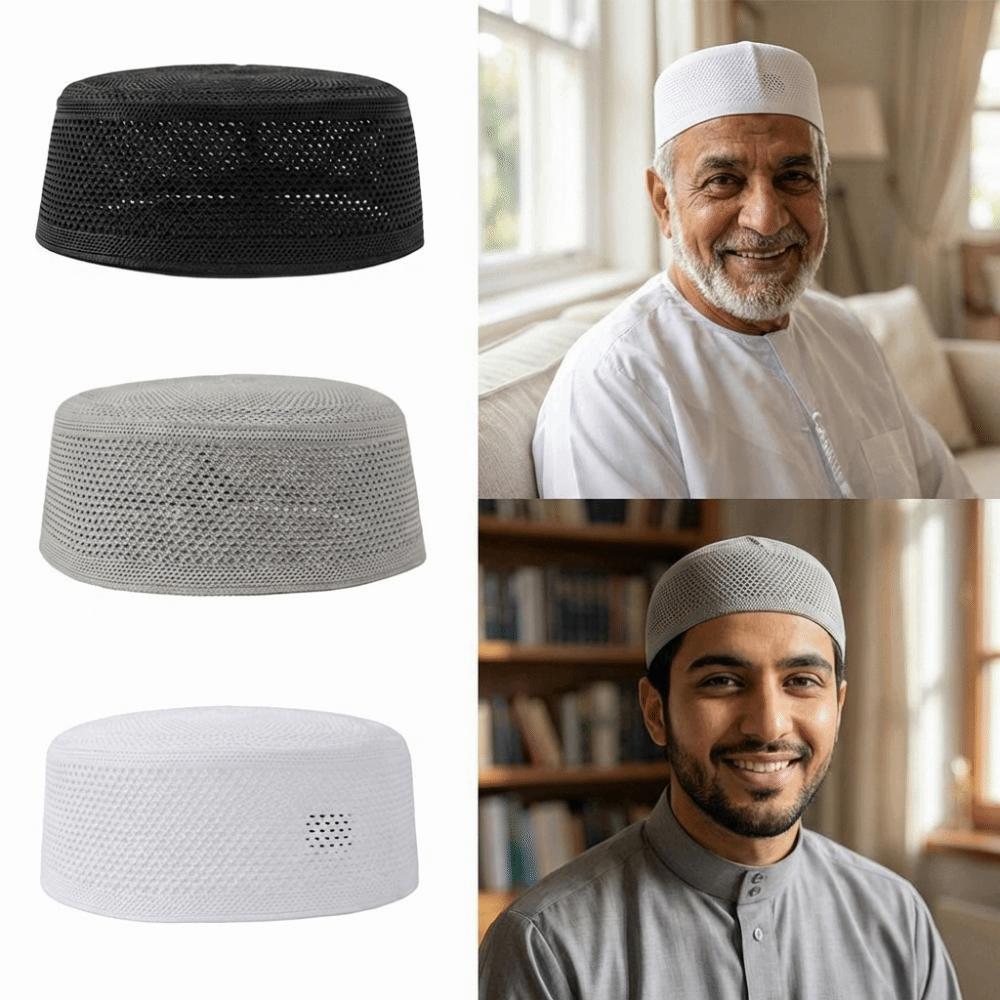 Mesh Muslim Caps Flat Top Summer Hat New Islamic Hat Men