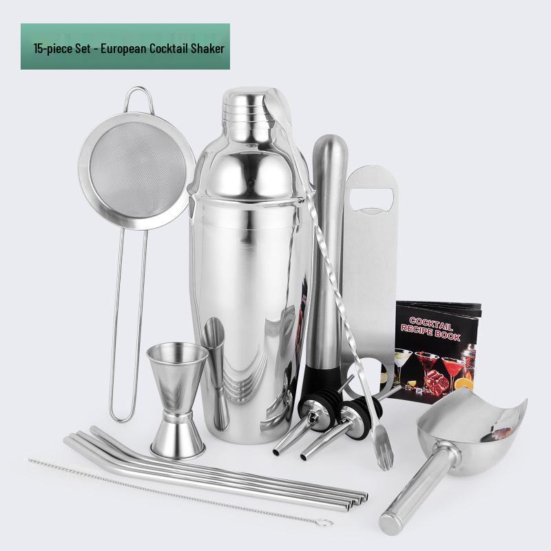 Stainless Steel Bartender Set: Boston Shaker & Cocktail Tools