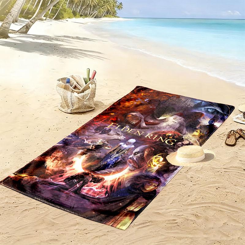 Elden Ring Print Beach Towel, Large Soft Quick Dry Towel for Beach Camping Swimming