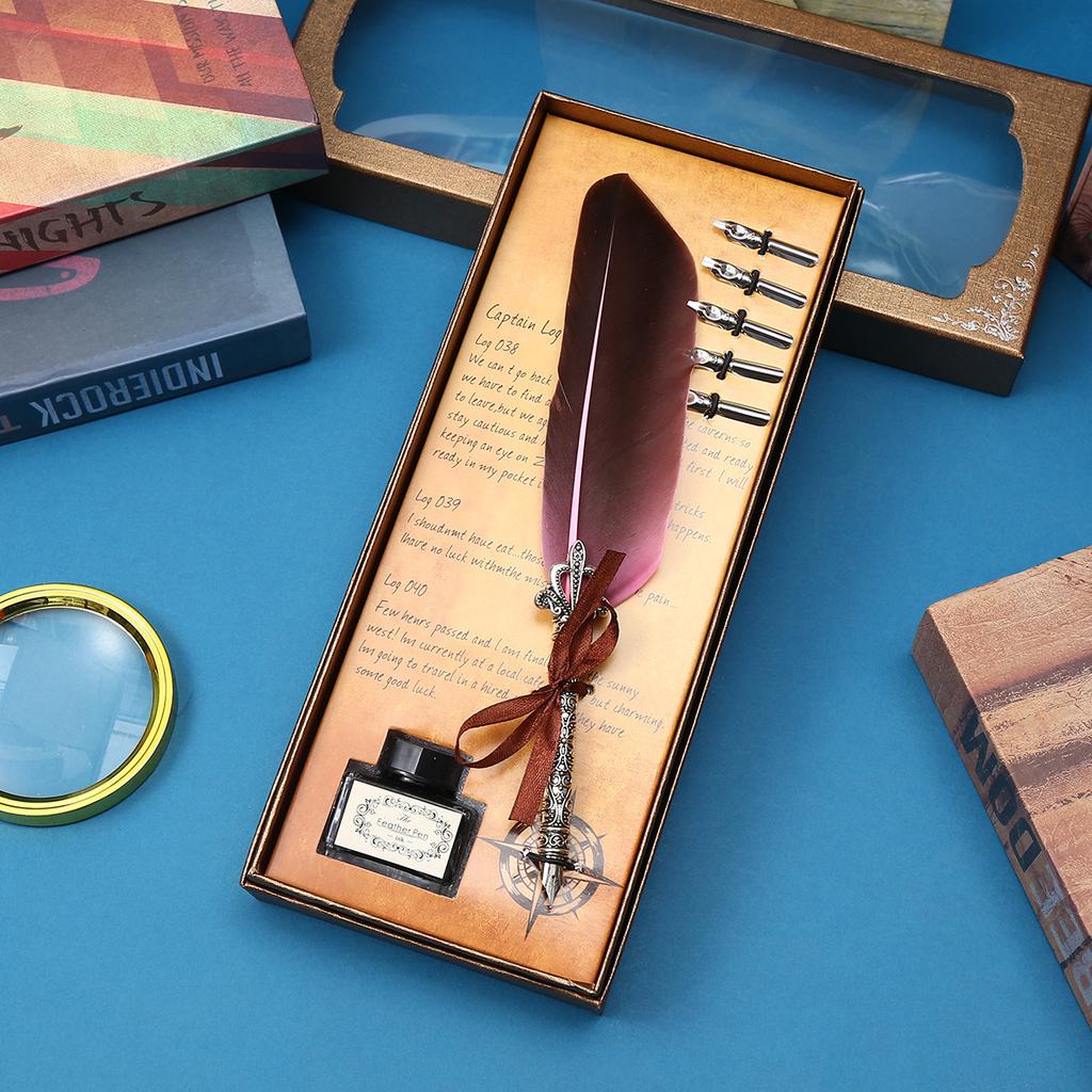 British Quill Set, Water-Dipped Quill Pen Gift Box, Gift Pens For Male And Female Students On Children'S Day