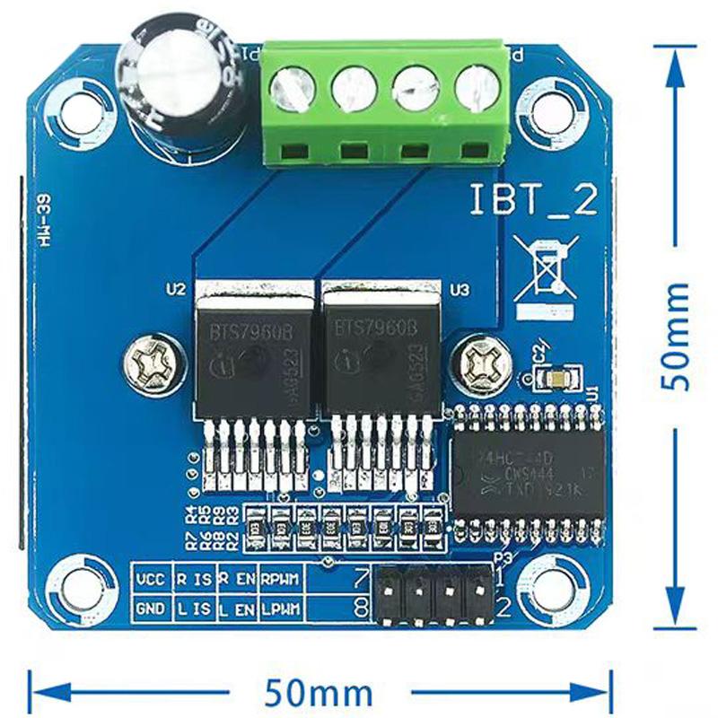 High-power smart car motor driver module BTS7960 43A current-limited control semiconductor cooling driver