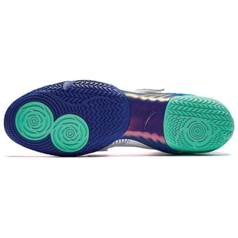 Anta Thunderbolt Slip Resistant Abrasion Resistant High Top Training Shoes Unisex White Blue Sneakers 412440102-6