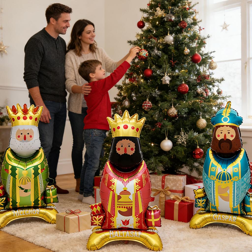 Party Balloons 3 Pieces King Shape Standing Holiday Supplies Inflatable Holiday Balloons for Party Planners Christmas Home Shop