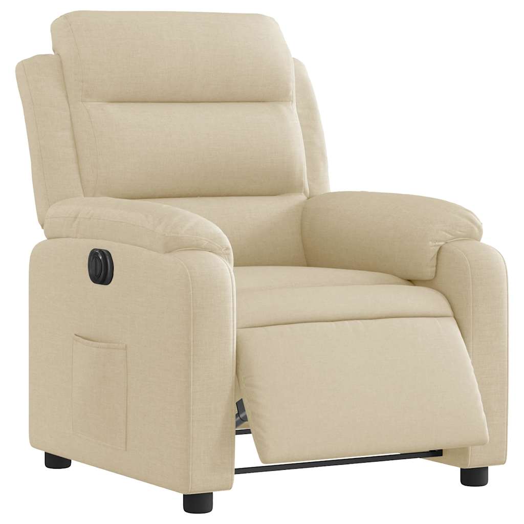 Electric Recliner Chair Cream Fabric
