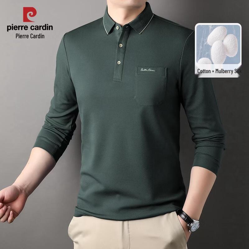 Pierre Cardin Men's Silk Blend Cool Breathable Long Sleeve Polo T-Shirt