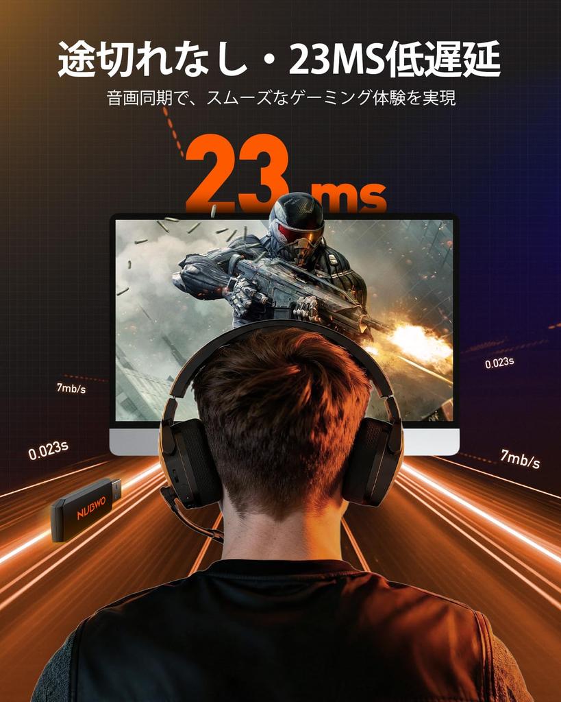 NUBWO Gaming Headset for Connection with Latency 100 Hours Battery Mute Compatible with Dedicated FPS Gaming PS5 3-Way (2.4G USB/Bluetooth 5.3/3.5mm