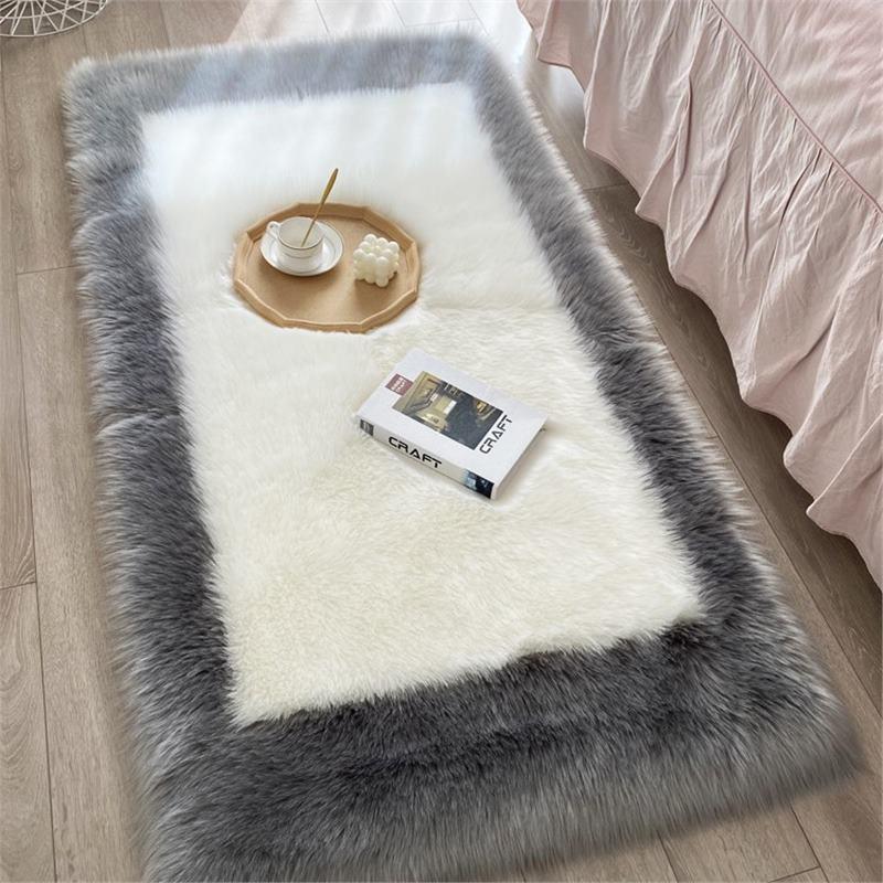 New Wave Faux Wool Rug: Bedroom, Living Room & Bay Window Mat with Long Pile