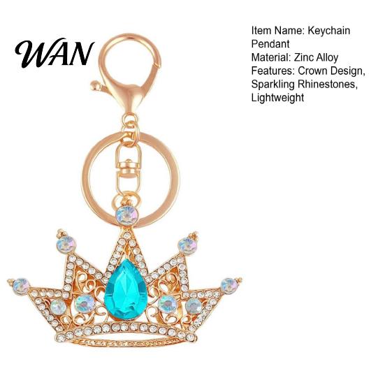 Rhinestone Keychain Pendant Sparkling Rhinestones Inlaid Crown Design Key Durable Metal Holder with Lobster Clasp Lightweight Car Bag Decoration Ring