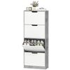 Modern Space-Saving Shoe Cabinet with 4 Doors for 16 Pairs of Shoes, 62.5x26x156 cm, Concrete Grey