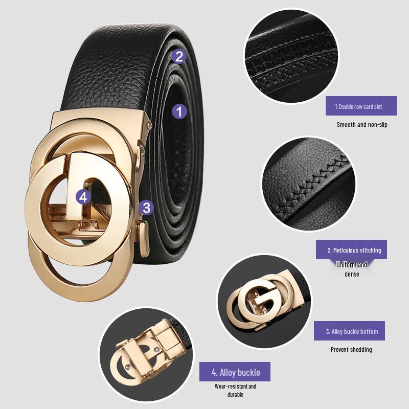 Ceinture Automatique en Cuir Véritable pour Homme COW