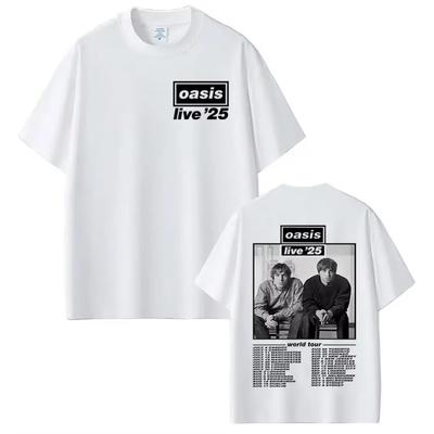 British O-Oasis Live 25 World Tour T Shirt Men Women Vintage Oversized T-shirt Short Sleeve T-shirts Streetwear