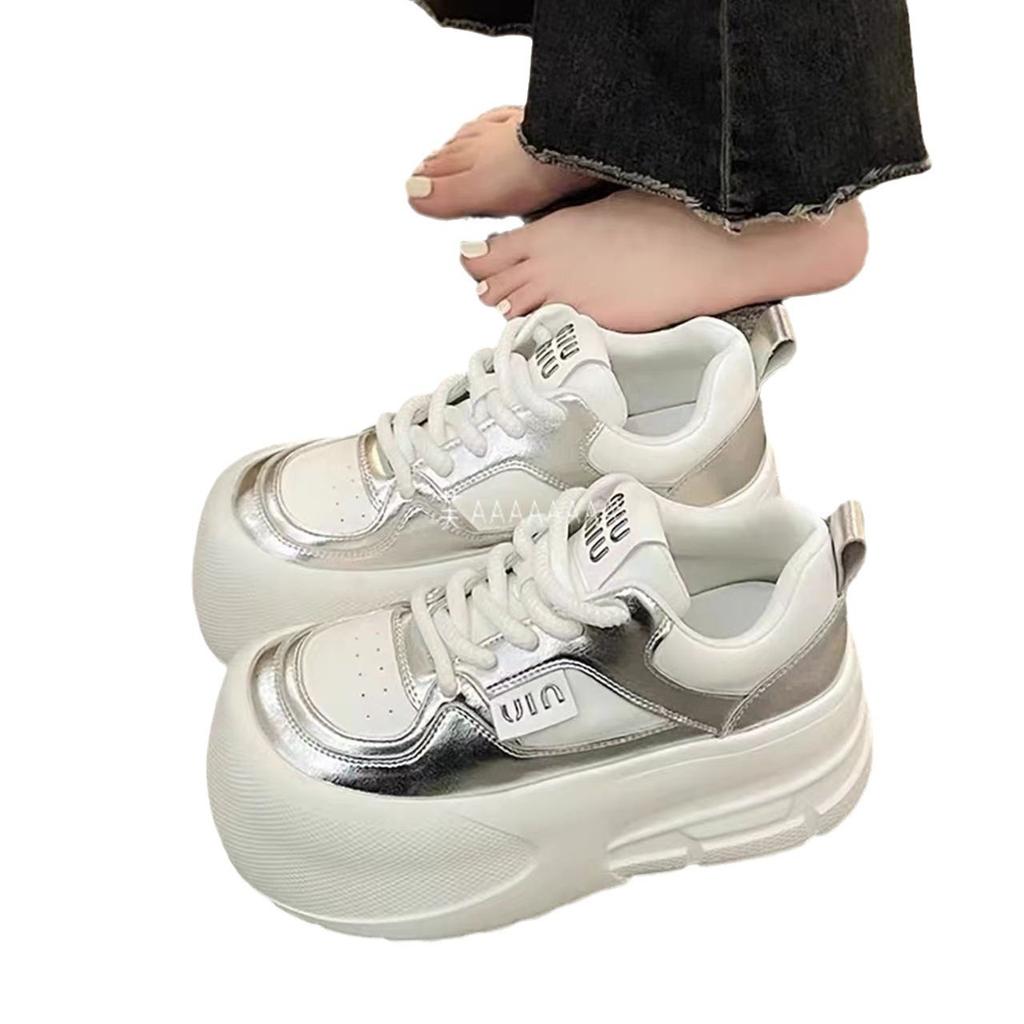 PLOVER Thick-soled Mesh Breathable Little White Shoes 2025 New Versatile Niche Sports Shoes Heightening Casual Board Shoes