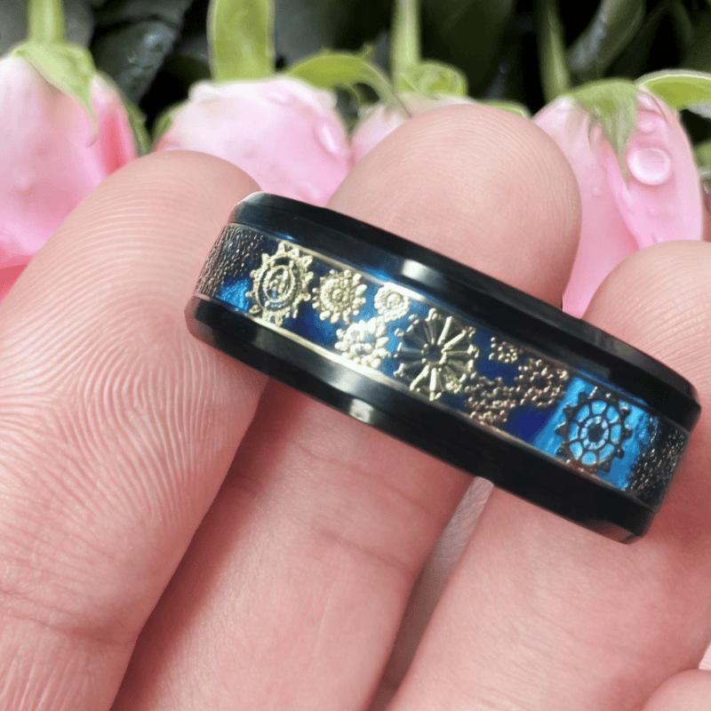 Stainless Steel Gear Ring: European & American Fashion for Men