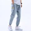 Summer and Autumn Hong Kong Style Jeans Men's Loose Tied Feet Harlan Nine-point Pants Trendy Brand Thin Casual Pants