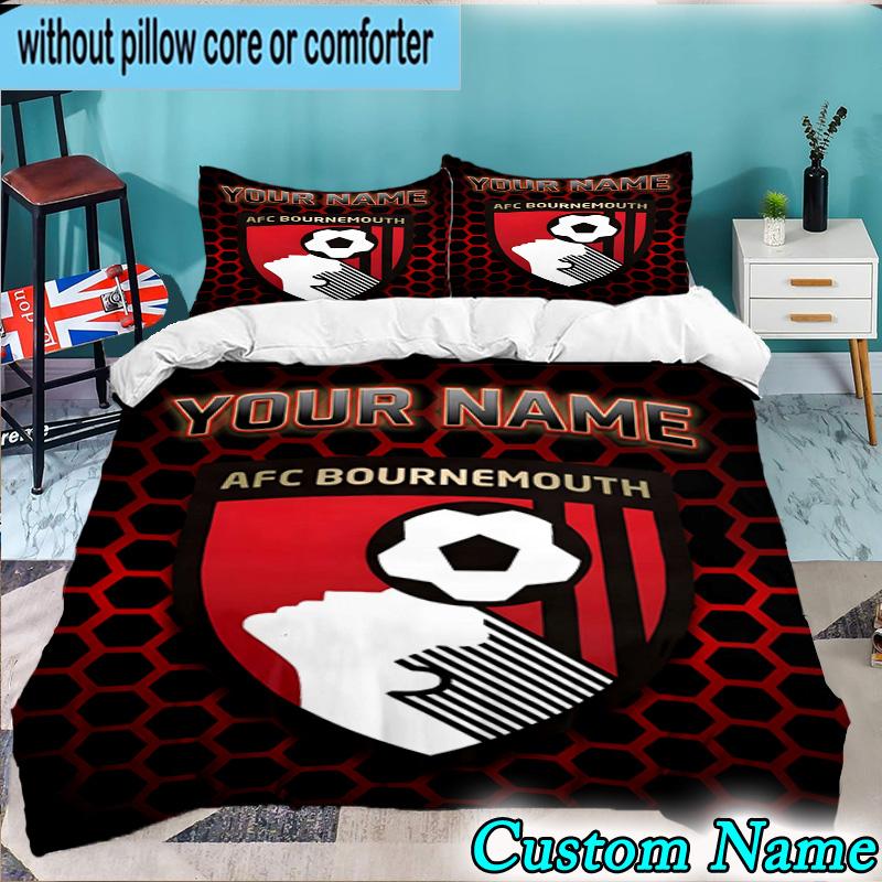 Custom Name Bournemouth Football Club 3PCS Bedding Set For Bedroom Dormitory,Including 1pc Duvet Cover And 2pcs Pillowcases Large size Fan gift