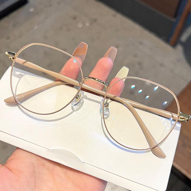 Anti Blue Light Blocking Glasses Ladies Myopia Glasses Ultralight Eyeglasses Metal Large Frame For Women