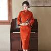 Orange National Style Chinese Autumn Long-sleeved Cheongsam Improved Young Women's High-end Sense Retro Slim Waist Autumn and Winter