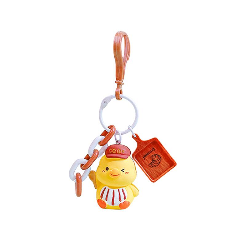 Creative Cartoon Chef Duckling Resin Doll Keychain Cute Bag Pendant Keychain Small Gift