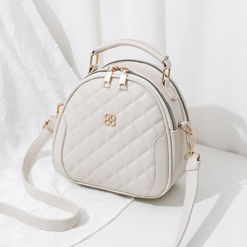 

Маленькая круглая сумка через плечо через плечо, женская сумка Tide, корейский стиль, свежая и стильная ромбовидная клетка белый