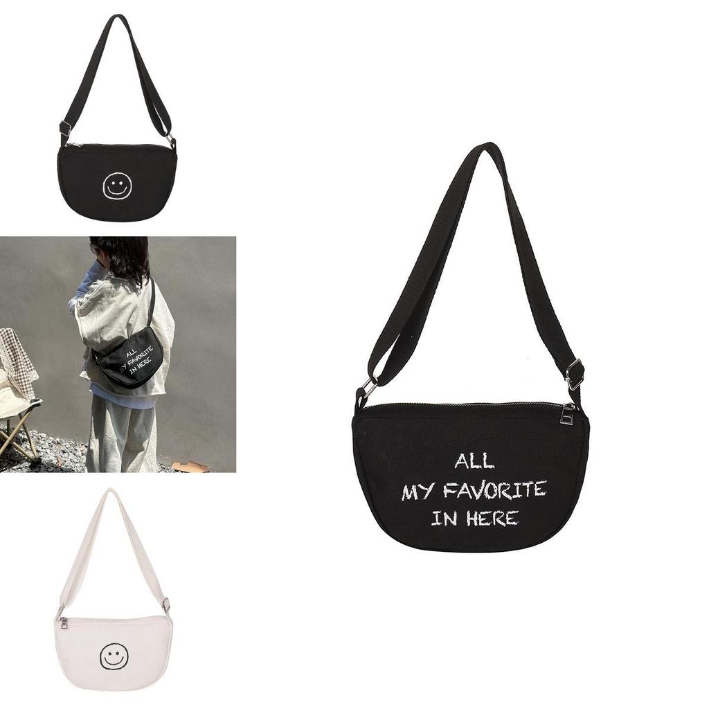 Childrens Canvas Backpack With Letter And Smiley Face Print Design For School And Travel