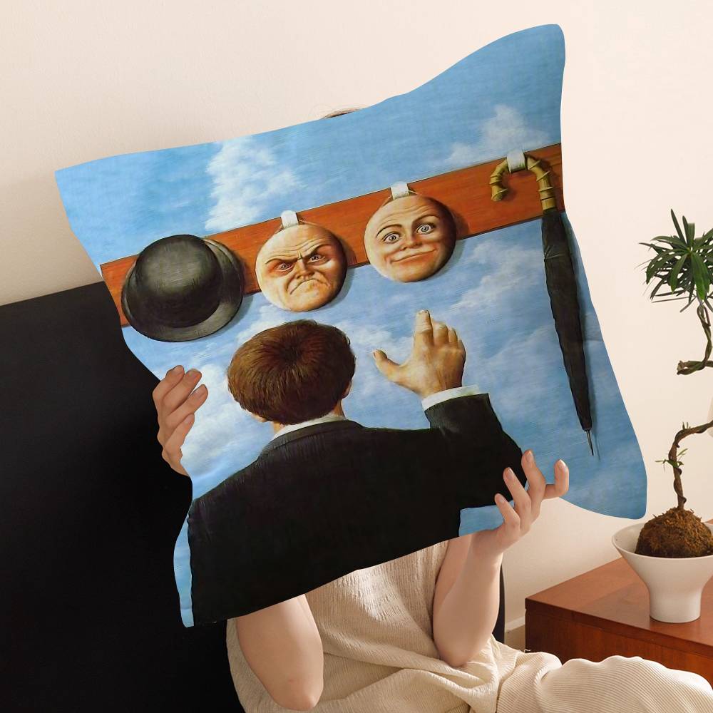 Surrealismo Rene Magritte Opera d'Arte Classica Immagine Personalizzata Testo Cuscini Decorativi per la Casa Regali per la Casa 45x45cm