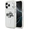 Karl Lagerfeld IML Glitter Karl & Choupette Sketch Logo MagSafe Case for iPhone 17 Pro Clear