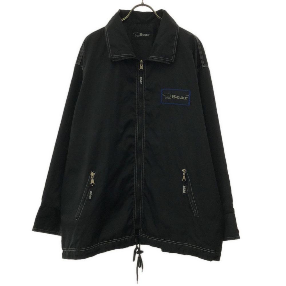 Bear 90s Back print Coach jacket Nylon jacket black Old Men's Used
