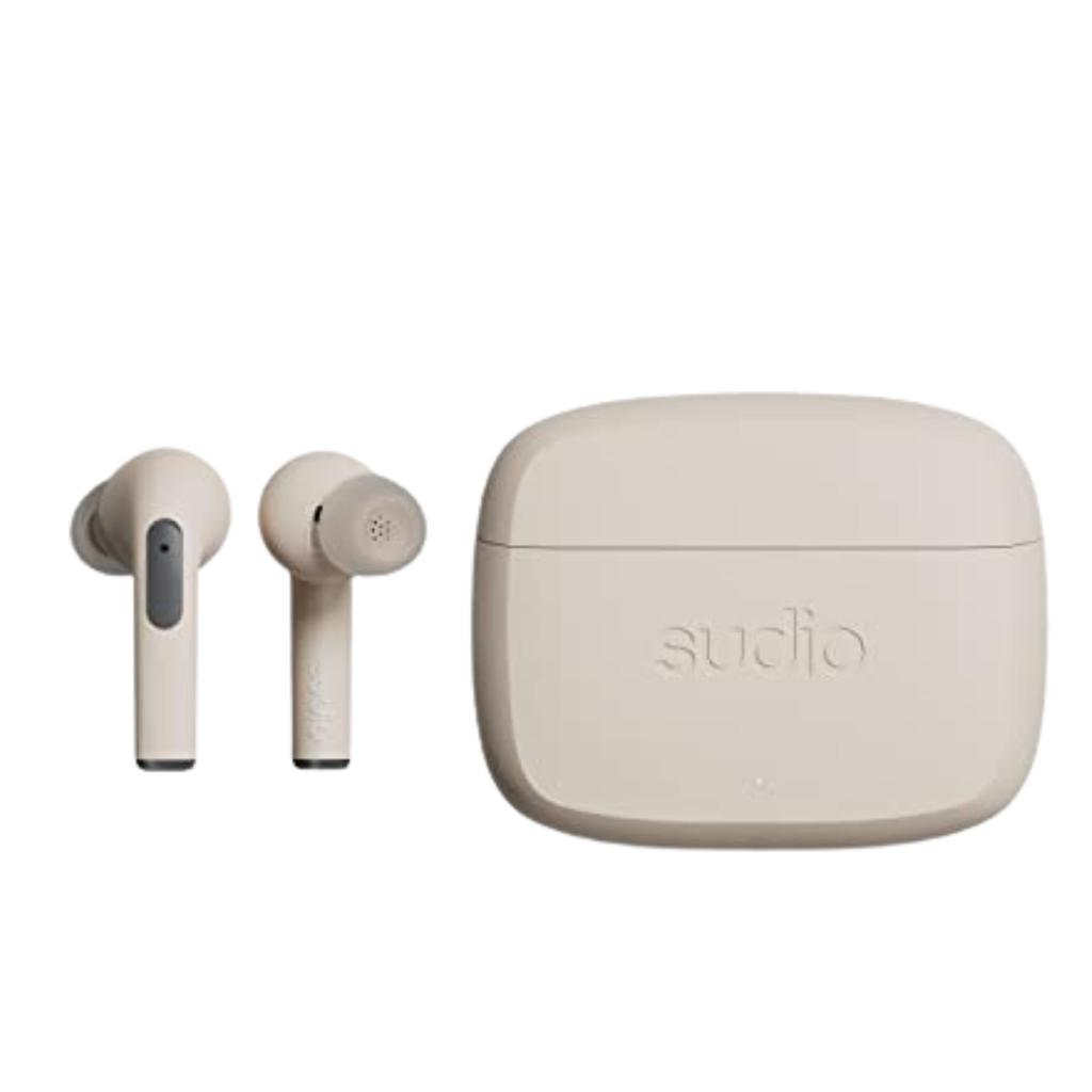 SUDIO N2 PRO Wireless Earphones with iOS and Android IPX4 with ANC Noise Cancellation (Sand) In-Ear (Bluetooth 5.3, Mic, Compatible, Waterproof)
