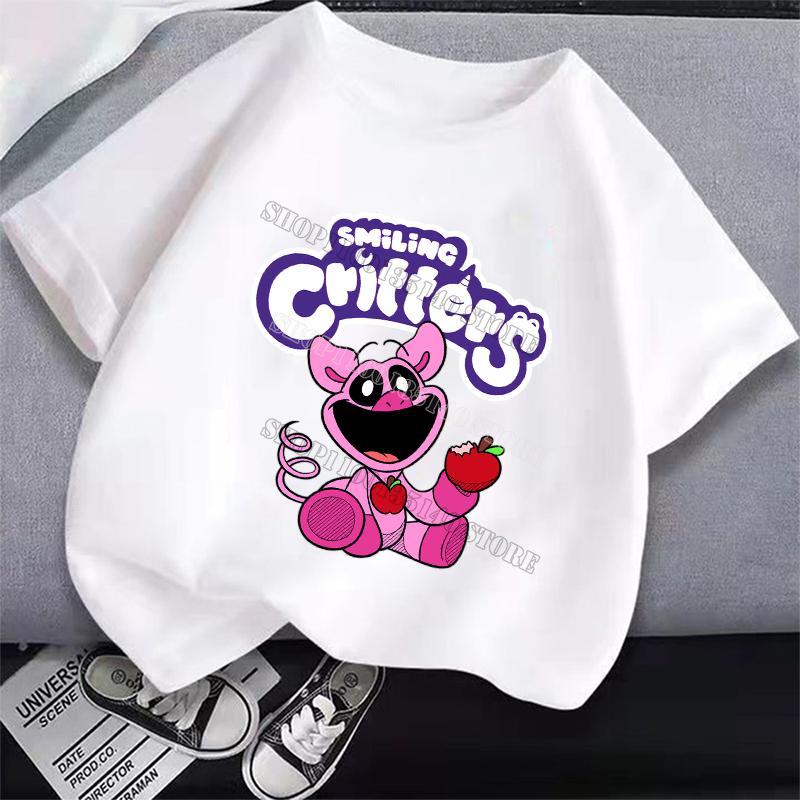Smilings Critters Children T-shirt Clothing Cartoon Printing Boy Girl Tee Anime Summer Short Sleeved Clothes Cute Kids Top Decor