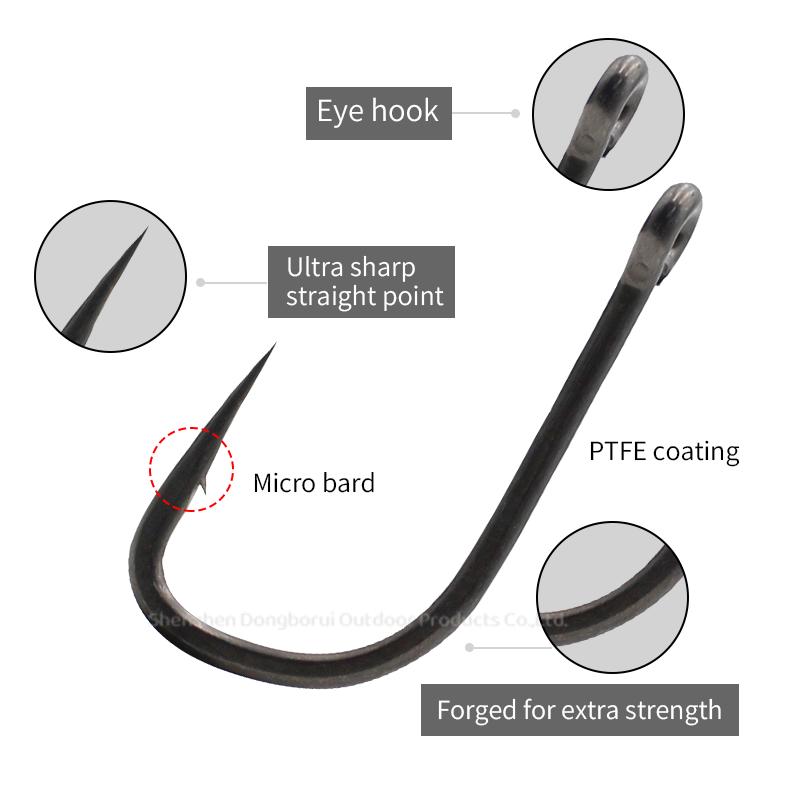 10pcs Carp Fishing Hook Straight Point X Medium Long Shank Size 2 4 6 PTFE Coating-Super Slide For Both Bottom Bait,Wafter And Pop-up Presentations