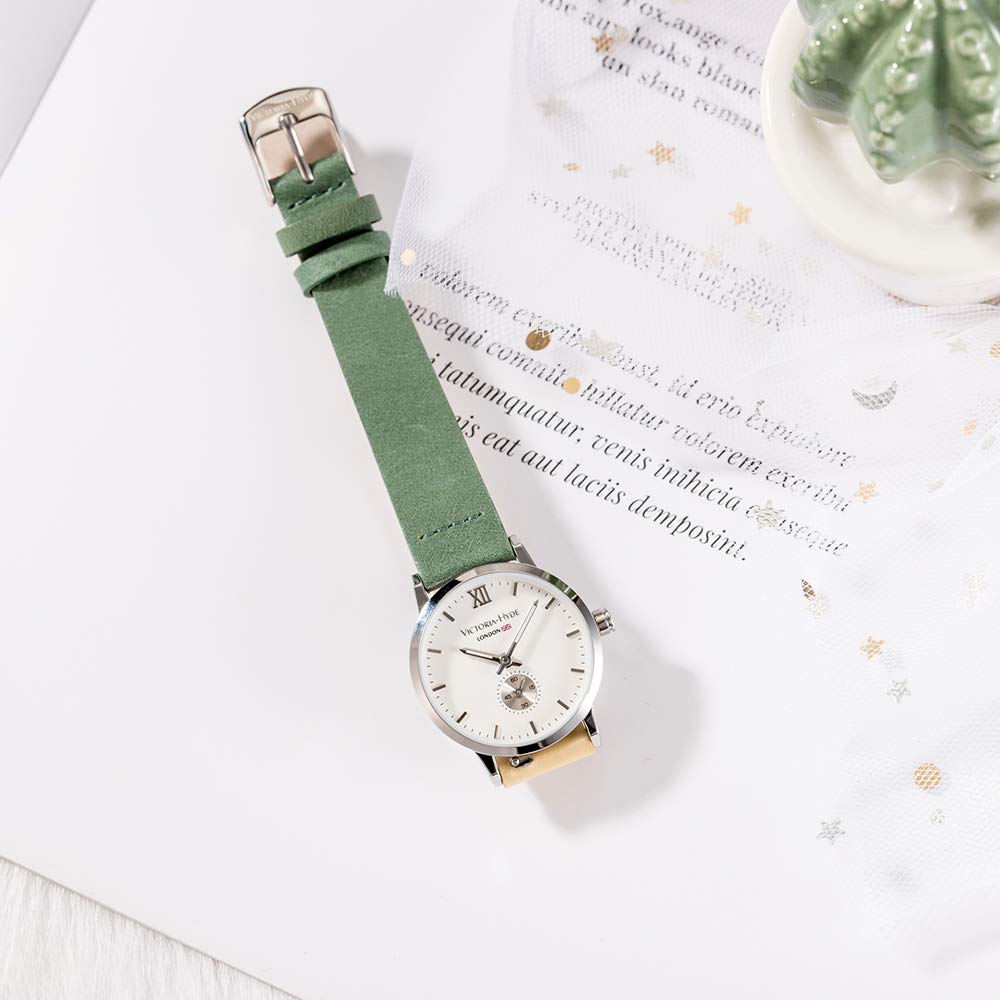 VICTORIA HYDE Modische kleine Uhr, schlicht, leicht zu lesen, japanisches Quarzwerk, echtes Lederband, 3 ATM wasserdicht, Retro-Uhr für Damen, beliebtes Geschenk