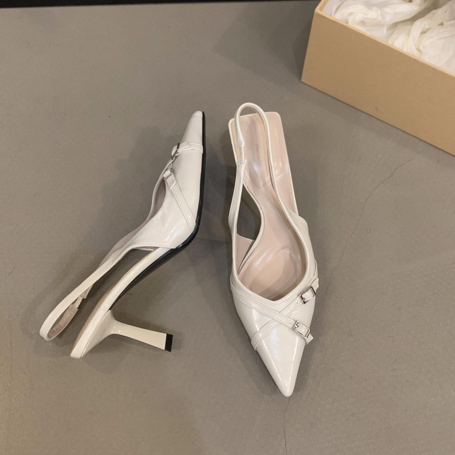 

Нишевые черные туфли на высоком каблуке, сумка, сандалии с головкой, женская обувь 2025, новый летний темперамент светской львицы, туфли-лодочки с острым носком 39