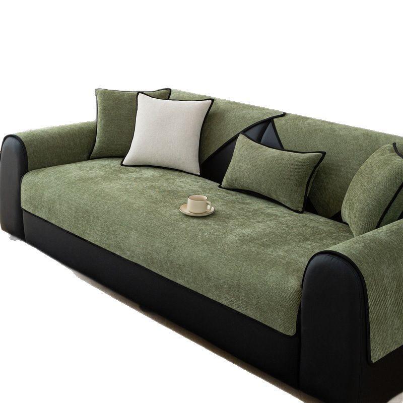 New Chenille Sofa Cushion Fixed Non-Slip Seat Cushion Four Seasons Universal Light Luxury Solid Color Sofa Cover Cover Cloth