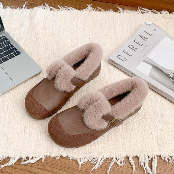 Fashion Casual Woman Shoe Slip-on  Loafers Fur Moccasin Winter Retro Slip On New Slip On Shoes for Women Casual Female Sneakers Loafers