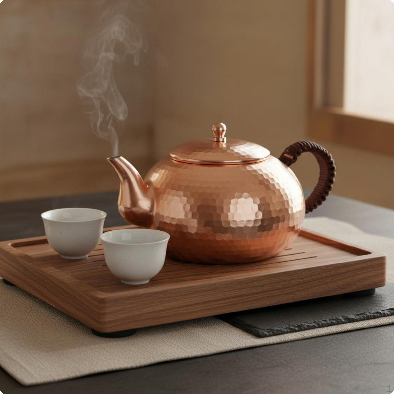 Hammered Copper Kettle Thickened Teapot Handcrafted Side Handle Water Boiling