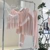 Sexy Pajamas Women's Spring and Summer Ice Silk Pure Desire Wind with Chest Pad Can Be Worn Outside Shirt Suspender Four-piece Set Loungewear