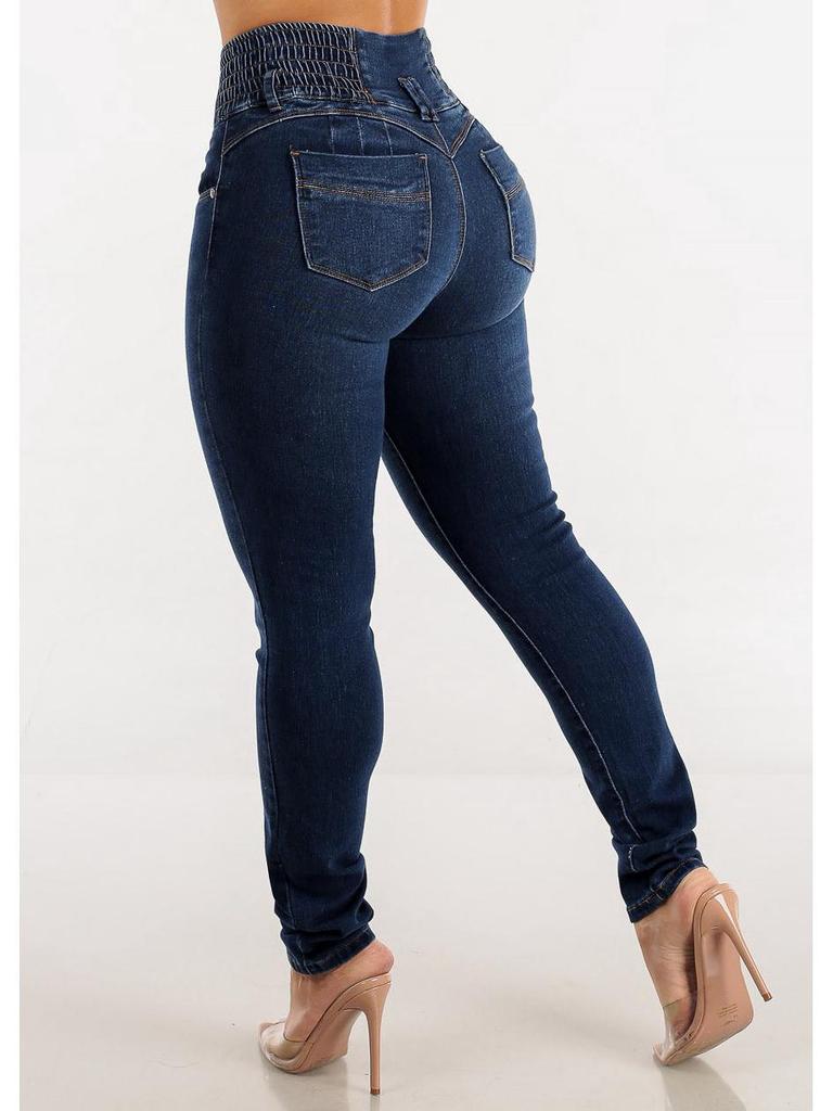 Evropské Horké Výprodejové Štíhlé Pružné Dlouhé Džíny s Vysokým Pasem - Sexy Skinny Kalhoty Zvedající Zadek