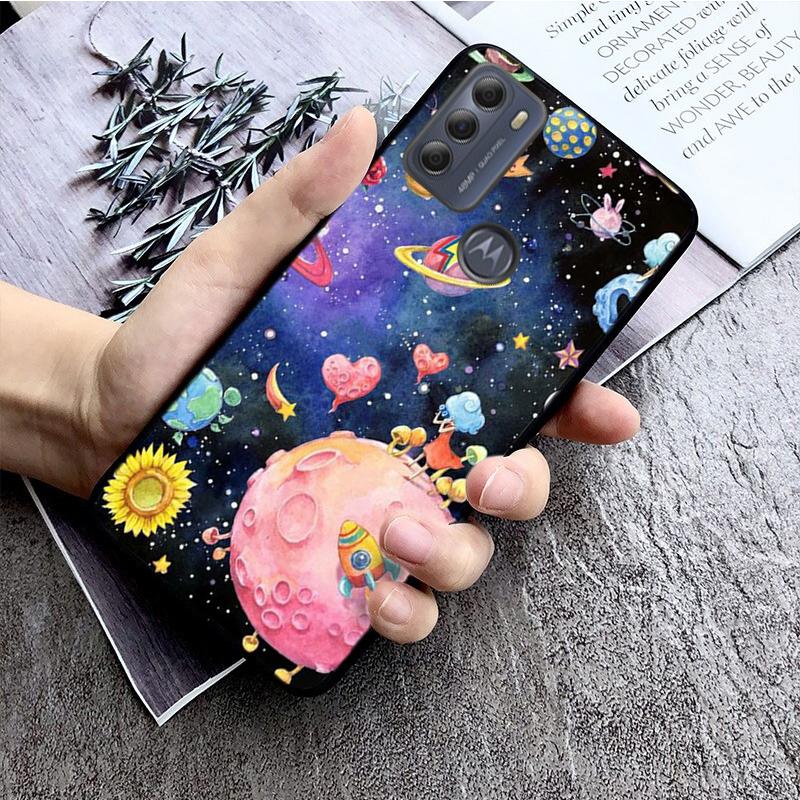 Moon Stars Space Astronaut Phone Case for Motorola Moto G22 G60 G52 G9 G7 Plus G8 Power G100 G Stylus G30 G10 GPure