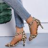 Fashion and sexy stiletto high heel hollow fish mouth sandals women's large size zebra leopard print bag heel women's sandals