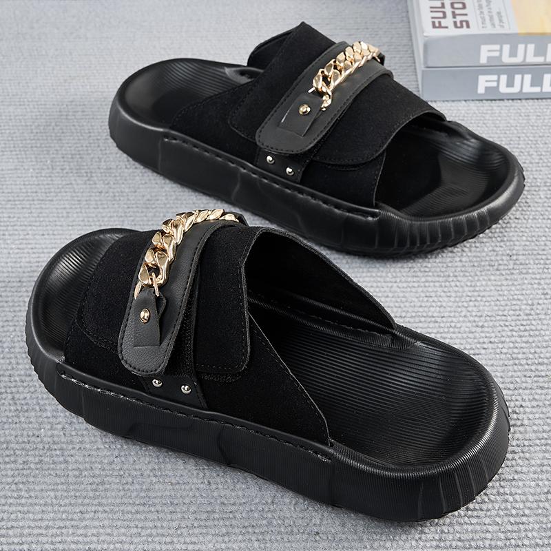 

2025Новые мужские массажные тапочки-слайды для дома и улицы, сандалии, пляжная повседневная обувь, удобная подошва, мужские тапочки, большой размер 38-46 46 чёрный