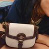 Coach Amelia 17 Logo Snap Closure Canvas And Smooth Leather Saddle Bag Women Saddle Bag Gold Multicolor CR257-IMNAM